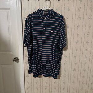 Peter Millar Men's Polo with Red and White Stripes